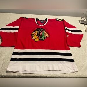 R Chicago Blackhawks Jersey Red Starter Mens Large Sewn Crest 90s Vintage NHL